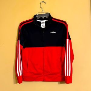 Adidas Boys training Zip up long sleeve jacket size M 10-12 Red  and Black!